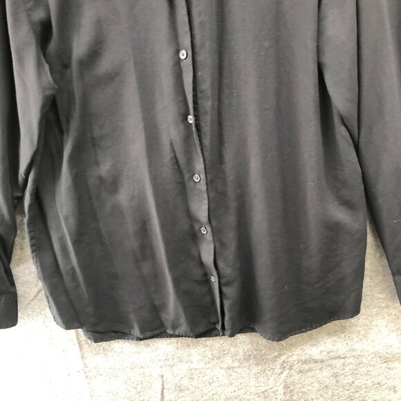 Uniqlo Rayon Blouse Womens L Black Long Sleeve Button Up Lightweight - Picture 4 of 8